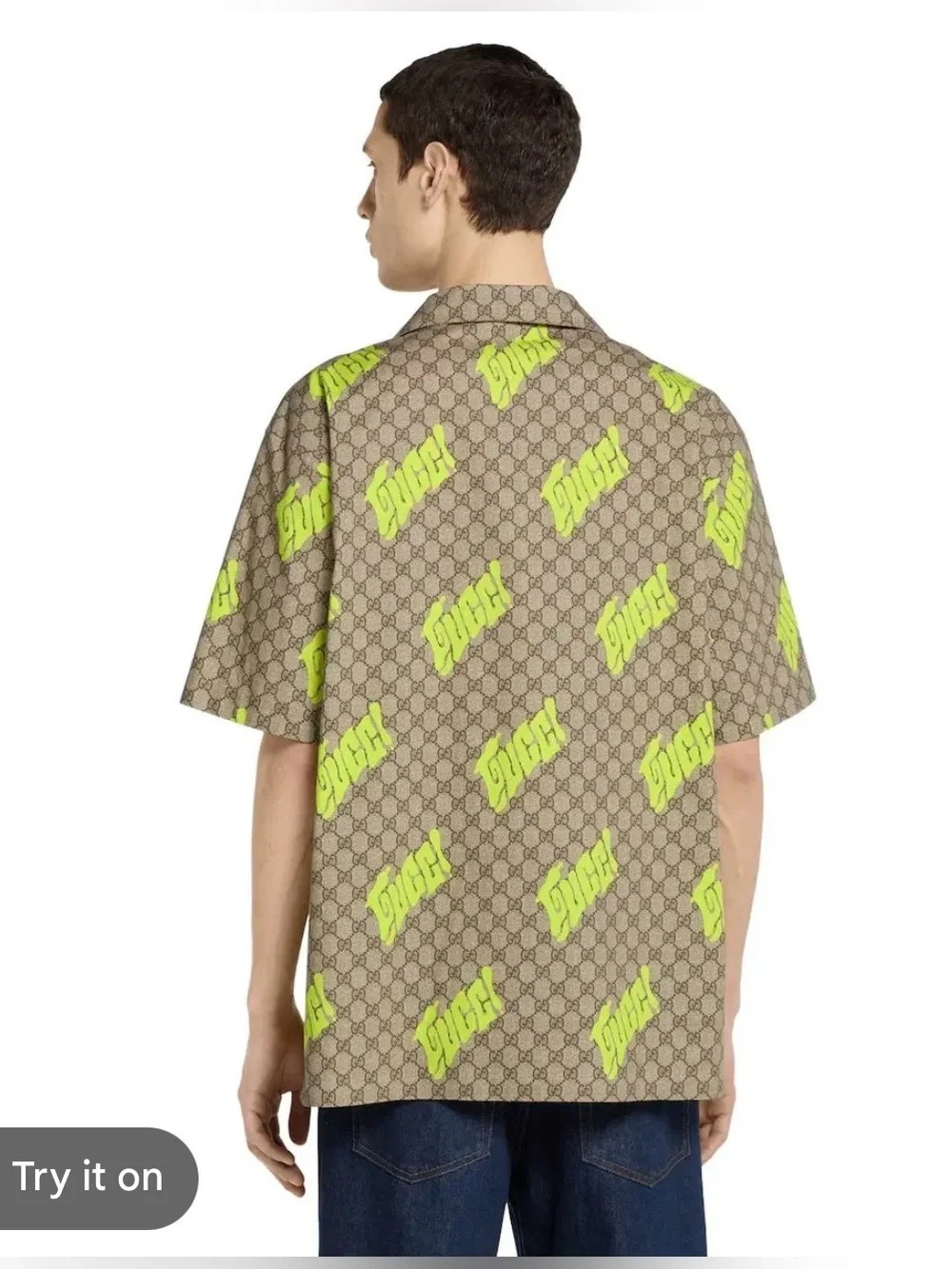 New Authentic Gucci GG Logo Button Up Shirt Brown Size IT 54 / US L